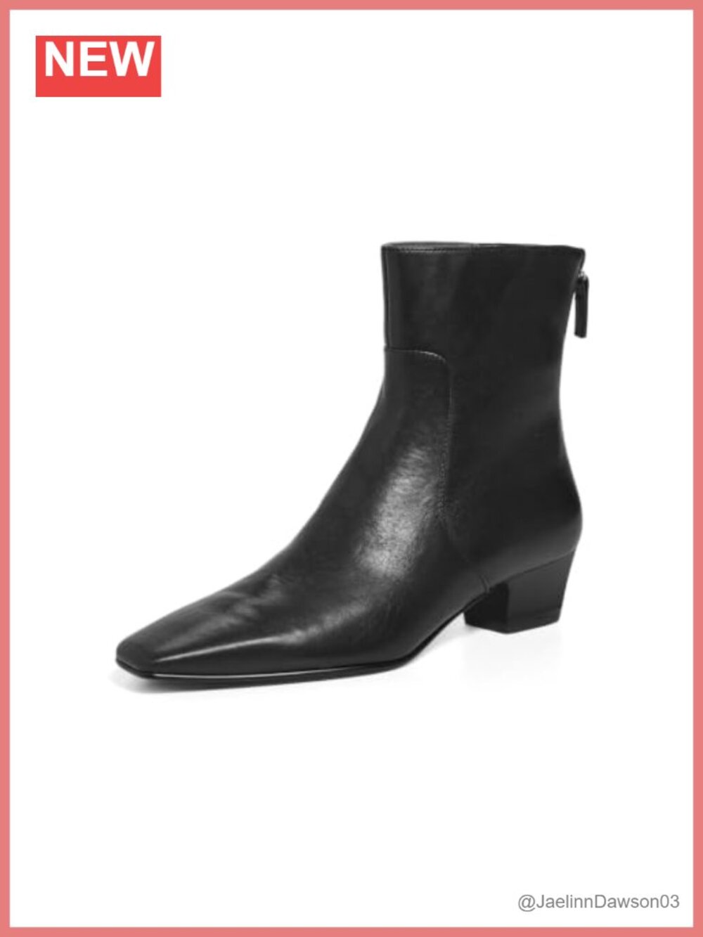 Women's Square Toe Ankle Boots Block Low Heel Back Zipper Faux Leather